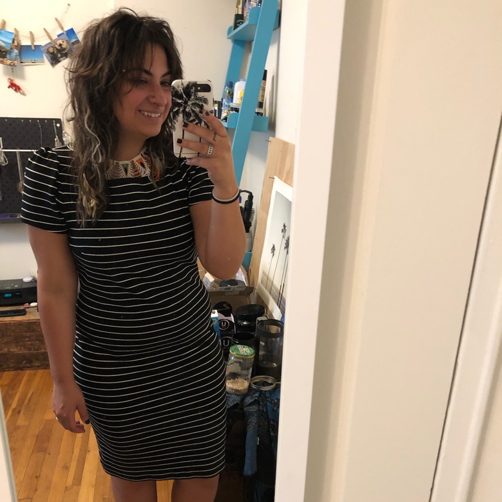 Ann Taylor Black and White Striped Dress